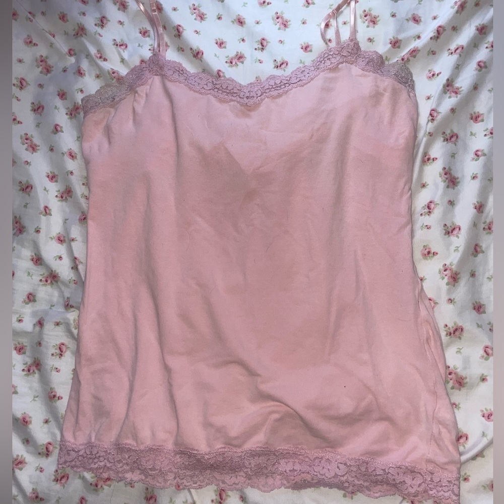 Baby pink lacy coquette tank top